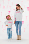 Mom & Me - "Mama & Mini" Gray & Pink Bow Hoodie