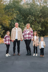 Family Burgundy Flannel & Khaki Button Down Top
