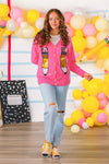 Hot Pink Sequin Pencil Cardigan | Sparkle in Pink