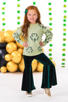 Shamrock Sweater Velvet Bell Bottom Set | Sparkle in Pink
