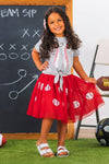 Red Sequin Baseball Tutu Skirt Set | Sparkle in Pink