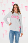 Mom & Me - "Mama & Mini" Gray & Pink Bow Hoodie