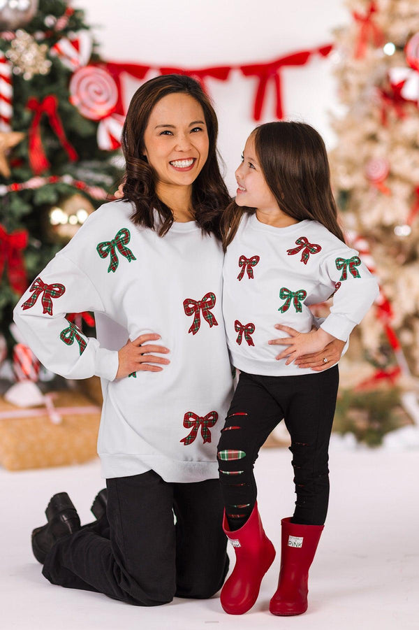 Mom & Me - Plaid Bows Top & Legging Set