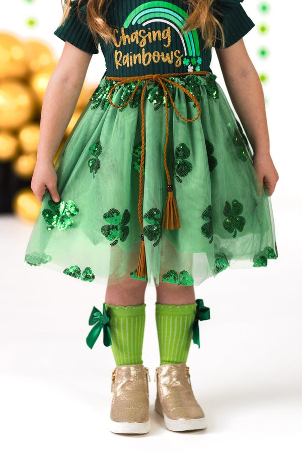 "Chasing Rainbows" Shamrock Tutu Dress | Sparkle in Pink