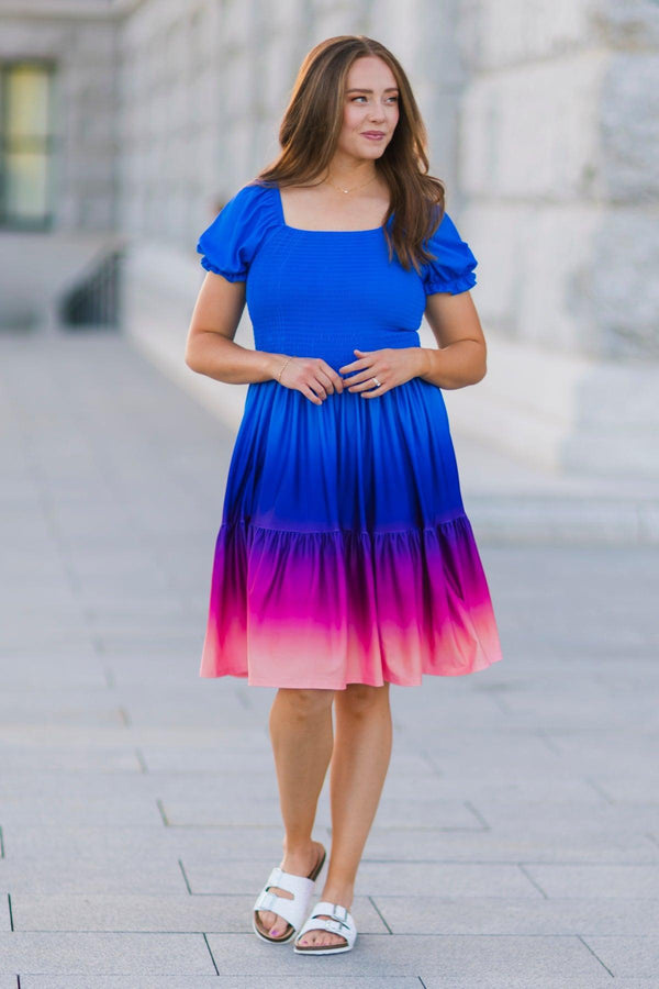 Mom & Me - Blue Sunset Ruffle Dress | Sparkle in Pink