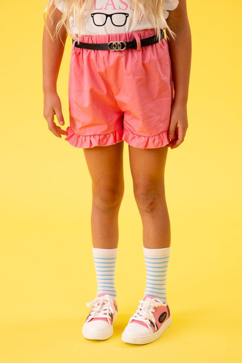 "I'm Bringing Sass To The Class" Pink Ruffle Short Set | Sparkle in Pink