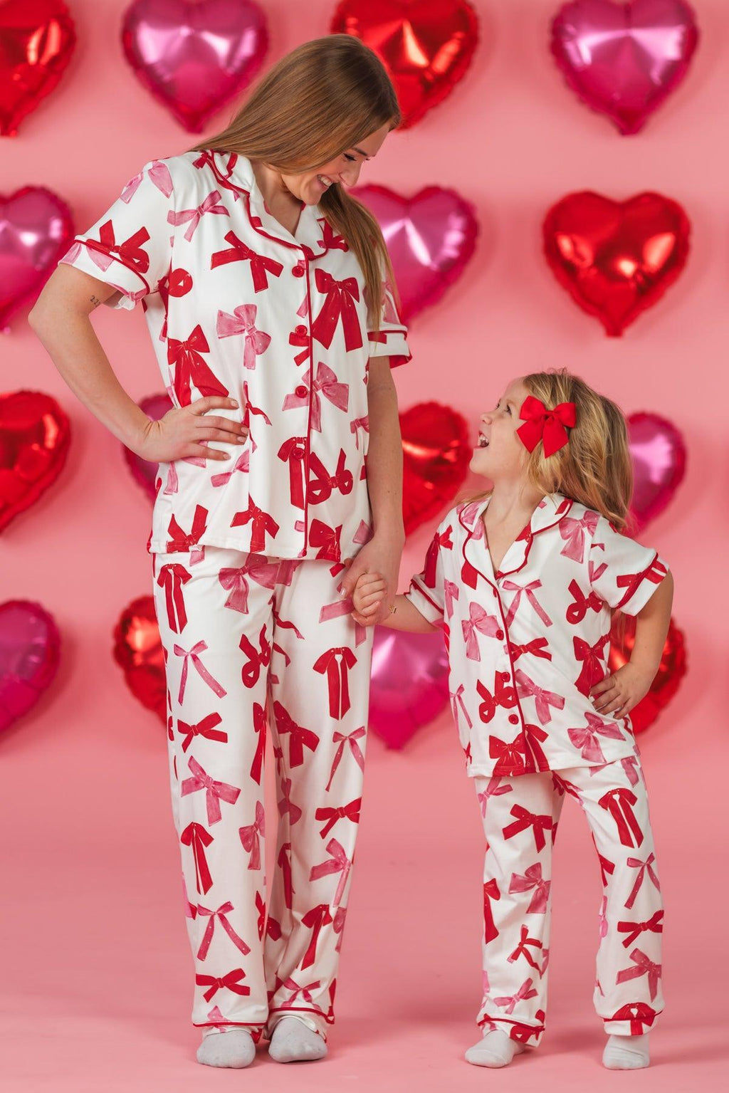 Mom & Me - Pink & Red Bow Pajamas | Sparkle in Pink