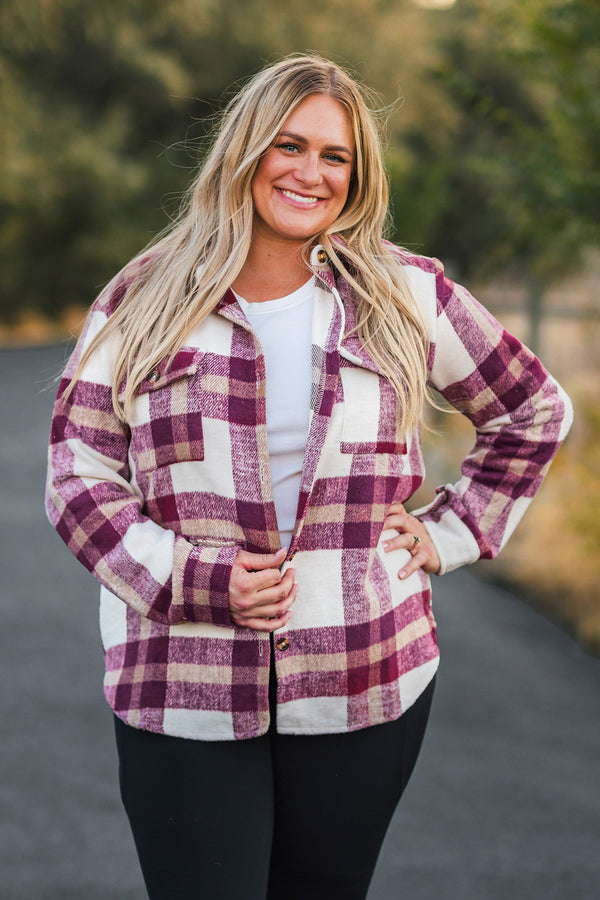 Family Burgundy Flannel & Khaki Button Down Top
