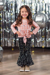 "Best Year Yet" Pink & Black Sequin Bell Bottom Set