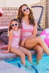 Mom & Me - "Besties" Pink One Piece Swimsuit