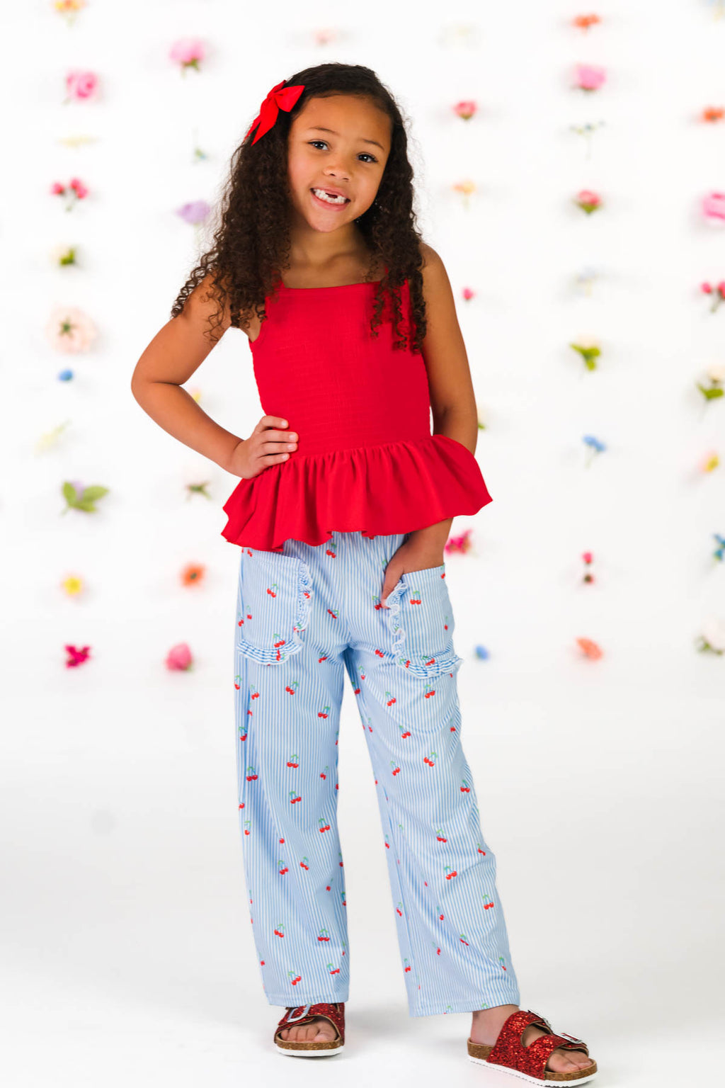 Striped Cherry Pant Set | Sparkle in Pink