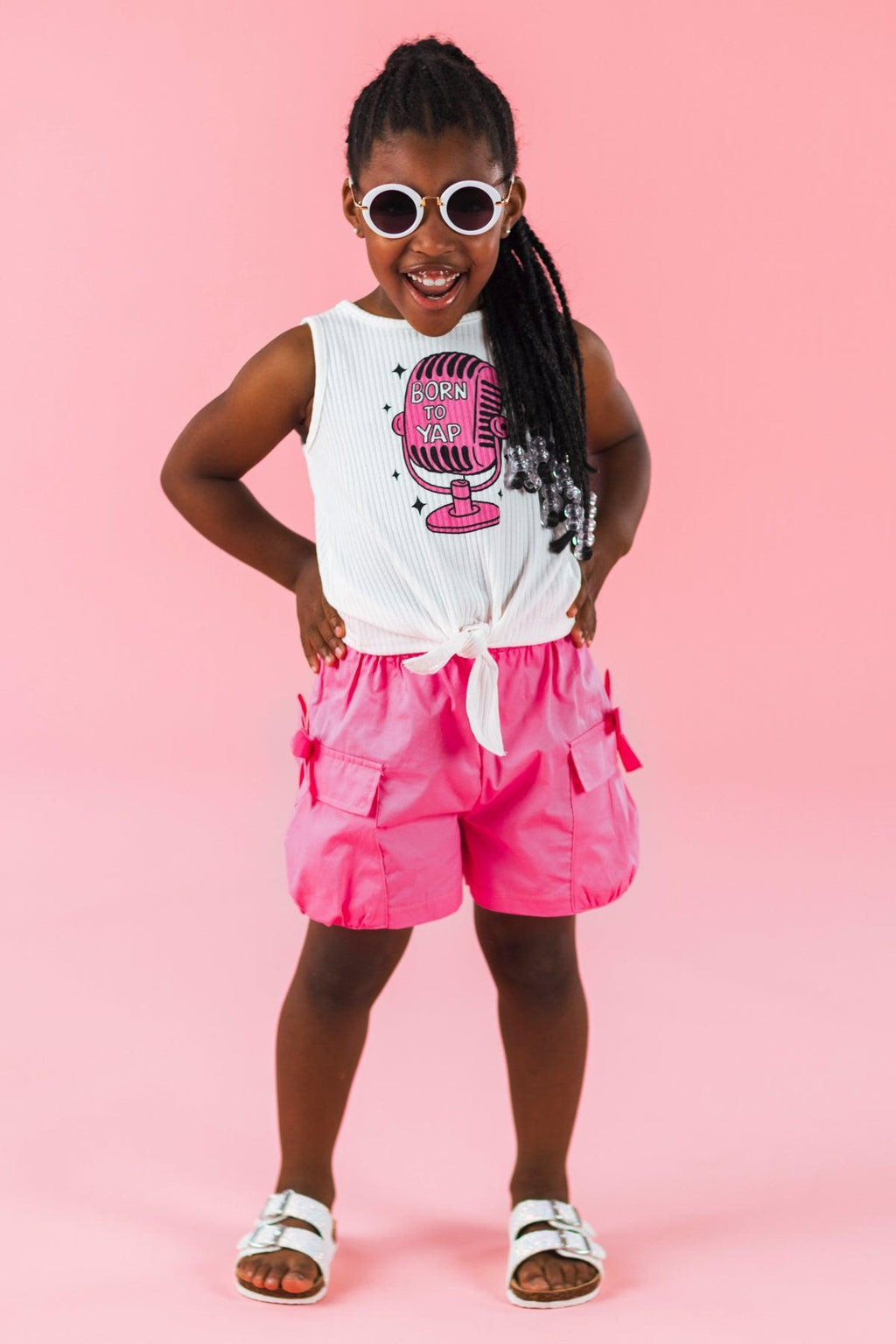 "Born To Yap" Pink Short Set | Sparkle in Pink