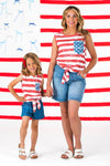 Mom & Me - Distressed Flag Tie Tank | Sparkle in Pink