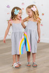 Best Friends Gray Rainbow Dress | Sparkle in Pink