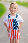 Mom & Kid - American Flag Denim Overalls | Sparkle in Pink