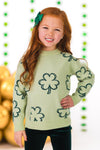 Shamrock Sweater Velvet Bell Bottom Set | Sparkle in Pink