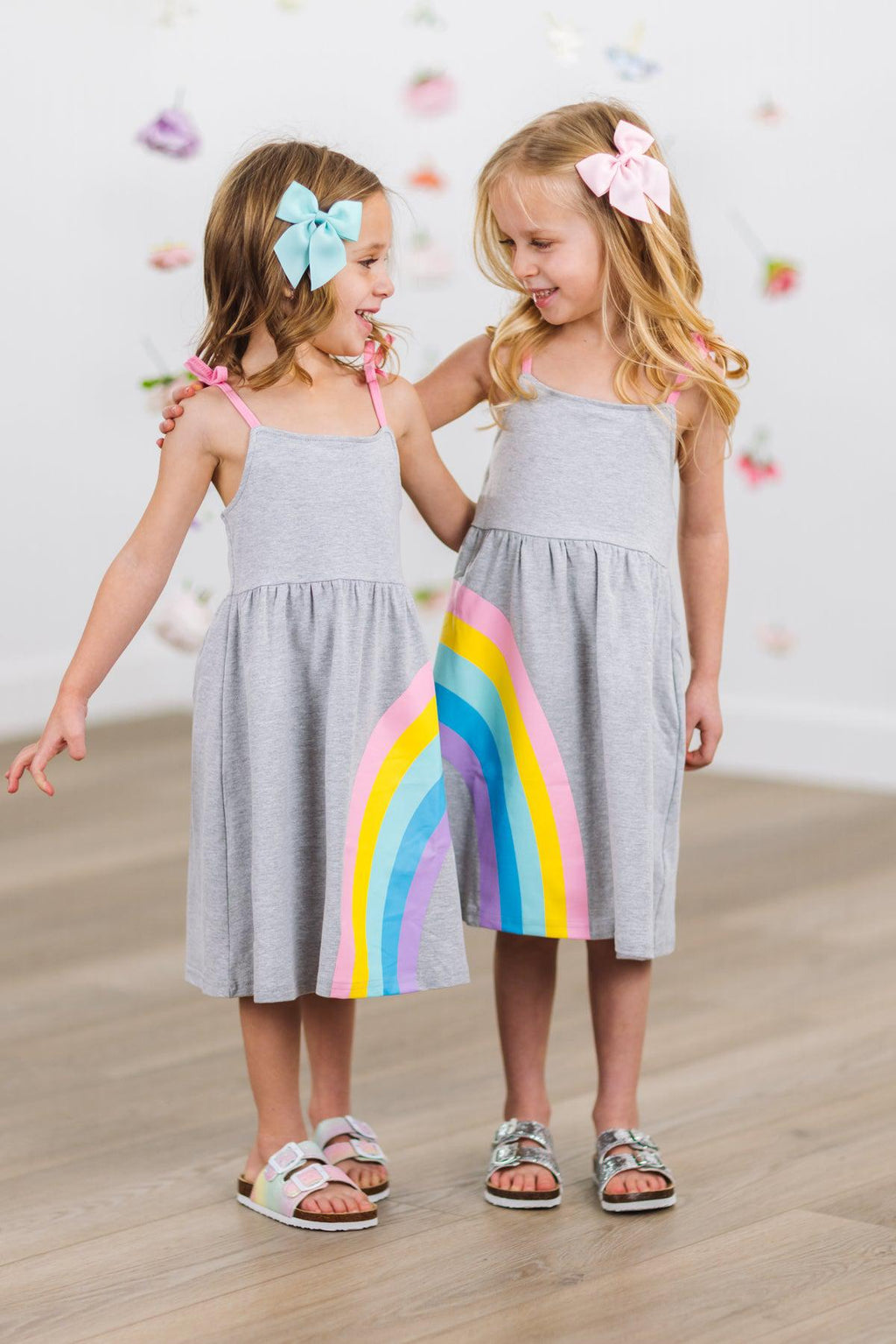 Best Friends Gray Rainbow Dress | Sparkle in Pink