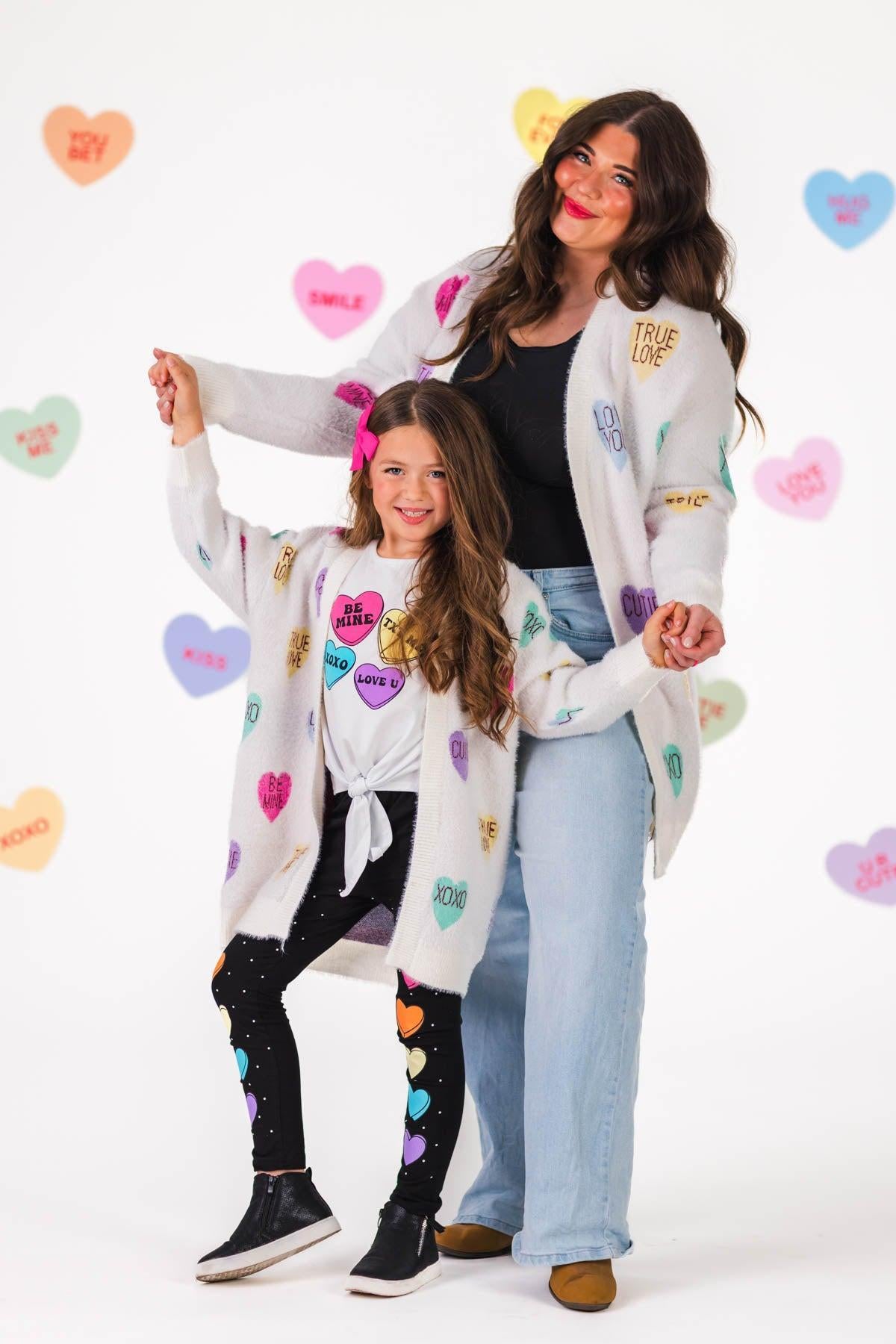 Mom & Me - Candy Hearts Cardigan | Sparkle in Pink
