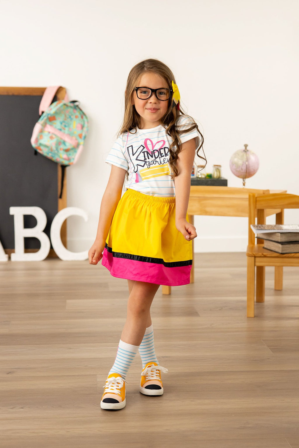 "Preschool - 5th Grade" Paper & Pencil Skirt Set | Sparkle in Pink