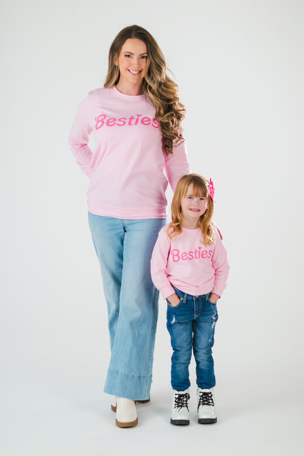 Mom & Me - "Besties" Pink Long Sleeve Top | Sparkle in Pink