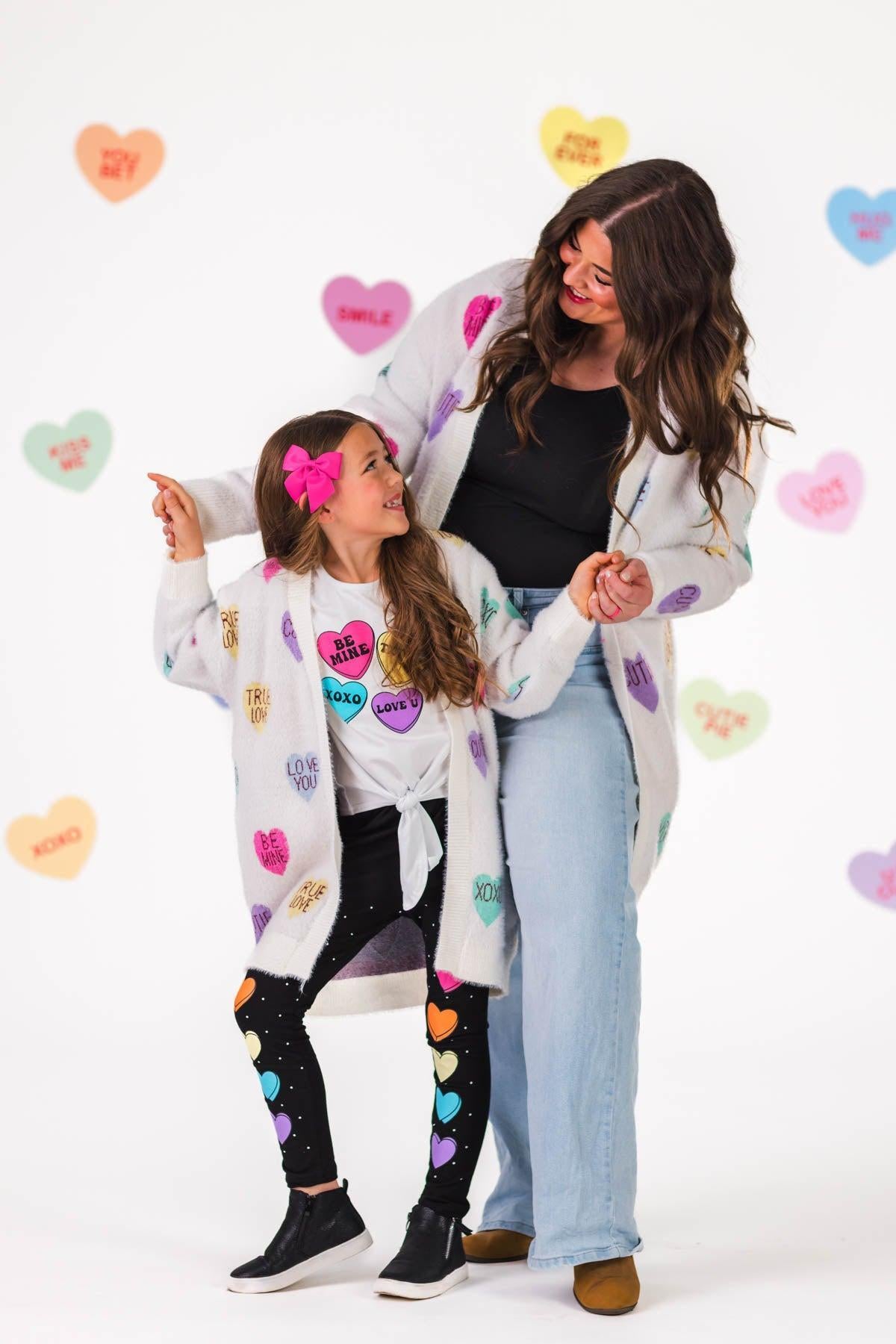 Mom & Me - Candy Hearts Cardigan | Sparkle in Pink