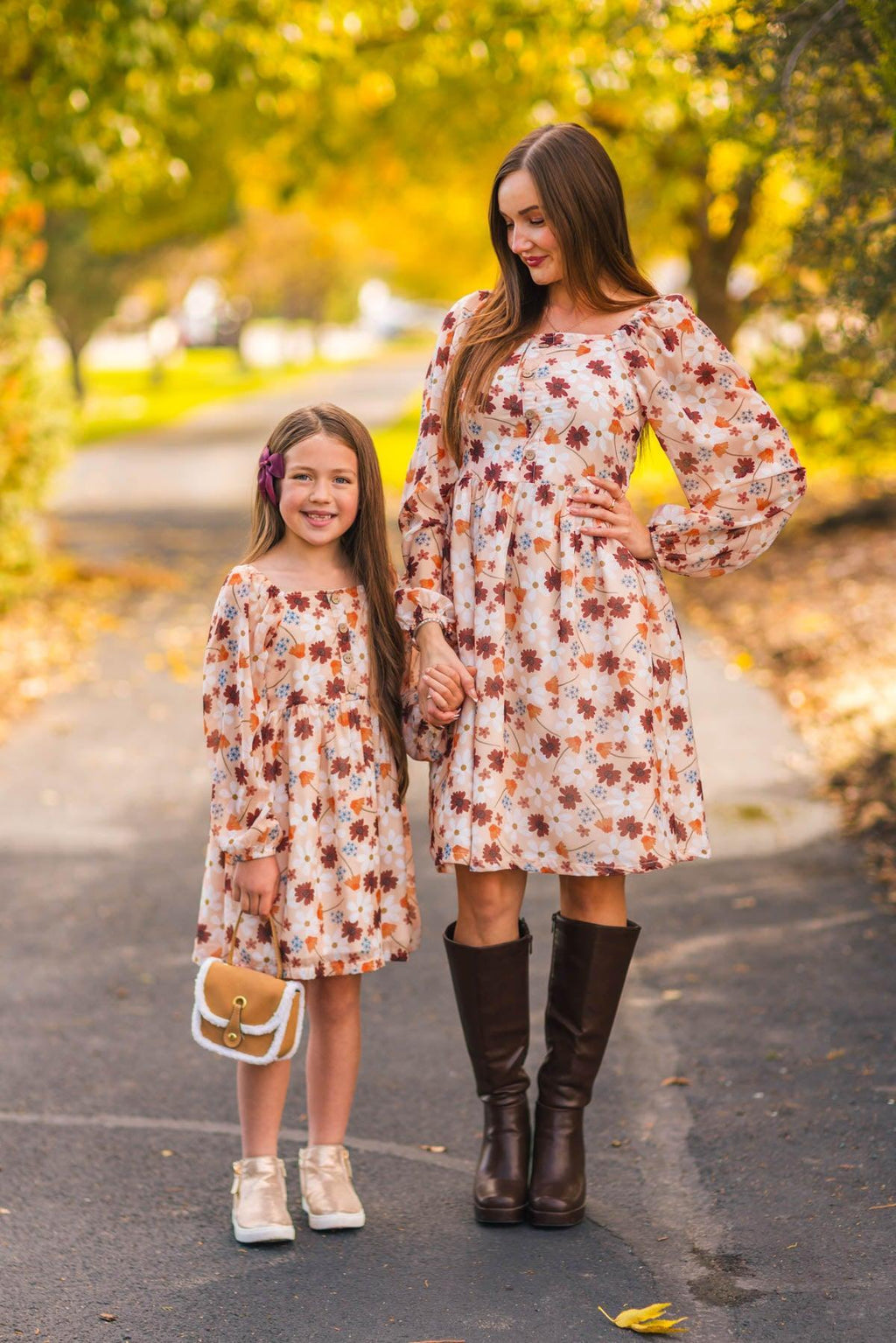 Mom & Me - Peach Floral Dress MOM-Medium Mom & Me - Peach Floral Dress MOM-Medium