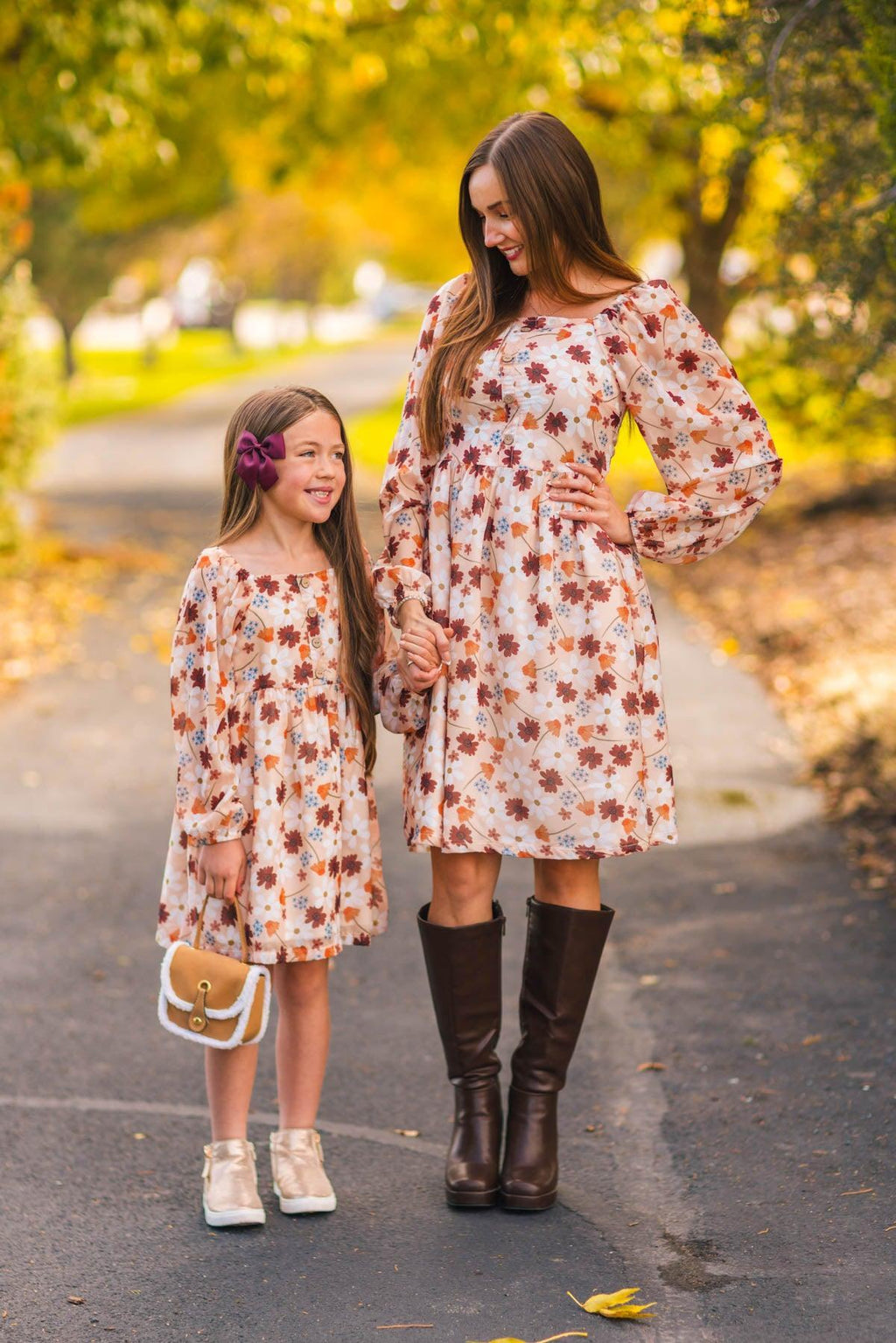 Mom & Me - Peach Floral Dress MOM-Medium Mom & Me - Peach Floral Dress MOM-Medium