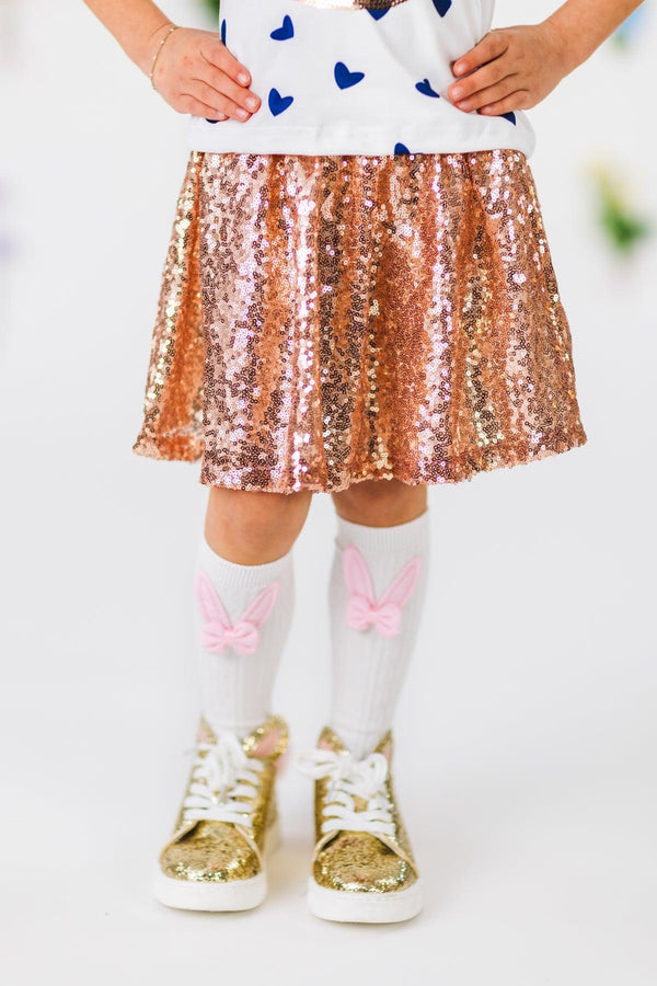 Rose Gold Bunny Sequin Skirt Set | Sparkle in Pink