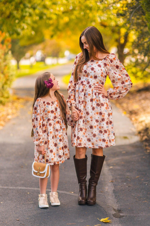 Peach Floral Dress | Matching Mom & Me Clothing Sparkle In Pink Peach Floral Dress | Matching Mom & Me Clothing Sparkle In Pink