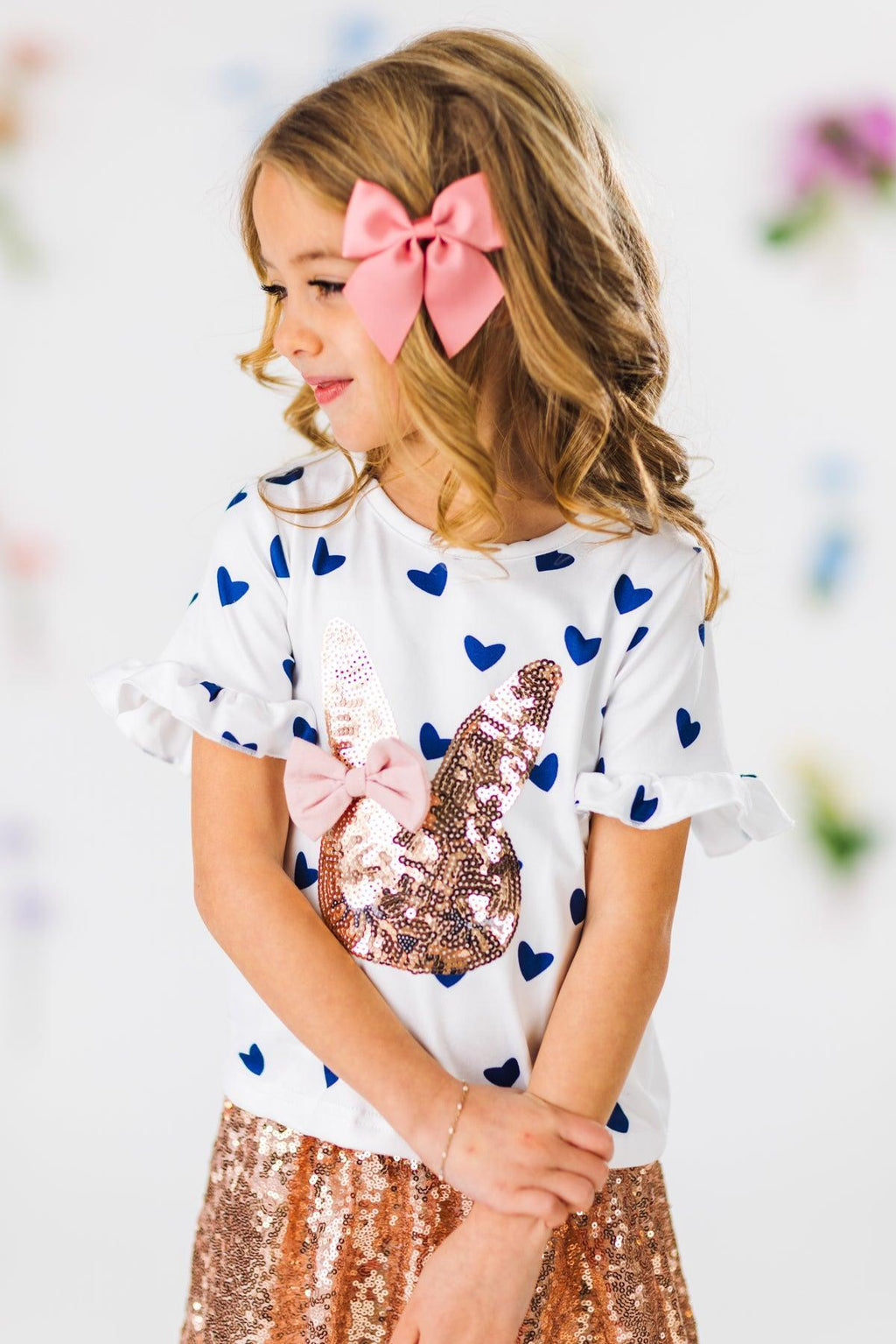 Rose Gold Bunny Sequin Skirt Set | Sparkle in Pink