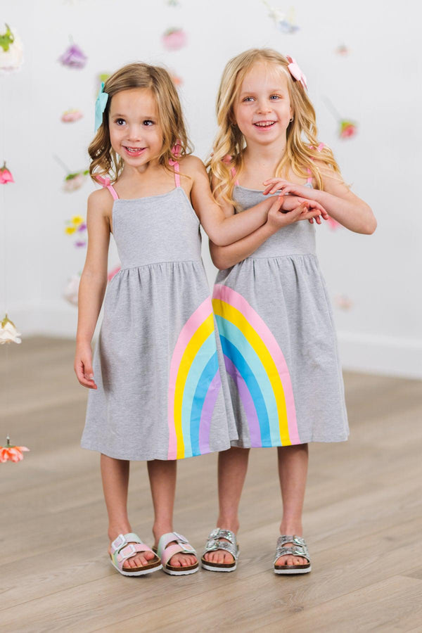 Best Friends Gray Rainbow Dress | Sparkle in Pink