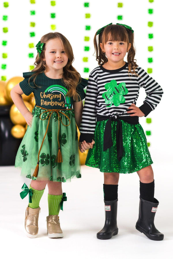 "Chasing Rainbows" Shamrock Tutu Dress | Sparkle in Pink