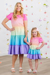 Mom & Me - Rainbow Tiered Dress | Sparkle in Pink