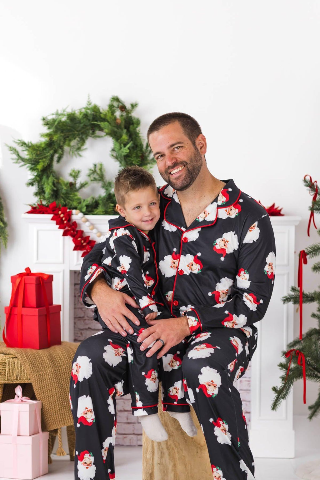 Vintage Santa Family Pajamas - AND PET BANDANA!