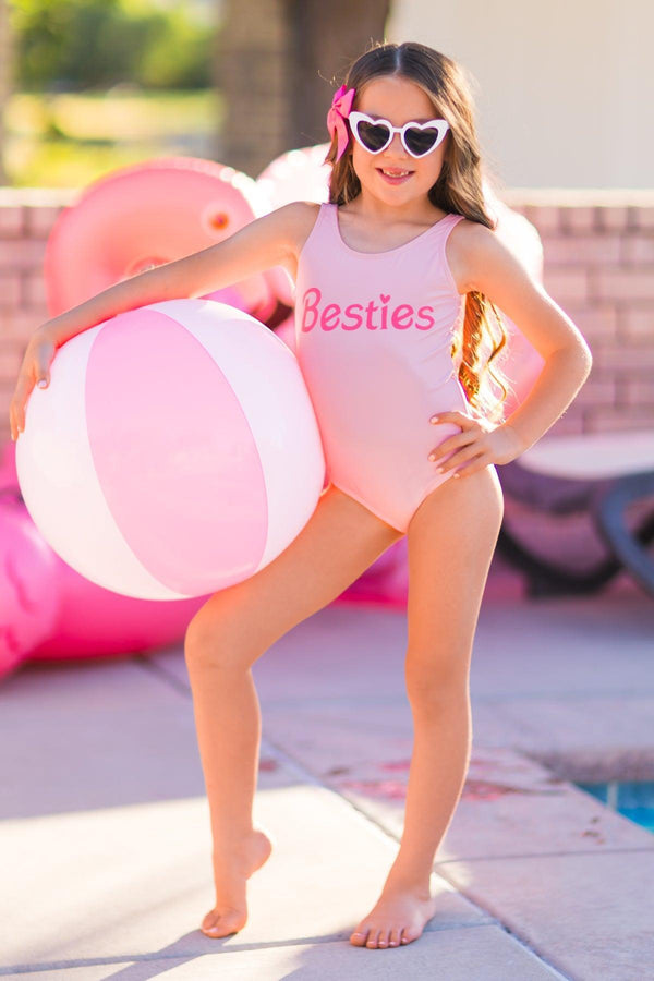 Mom & Me - "Besties" Pink One Piece Swimsuit
