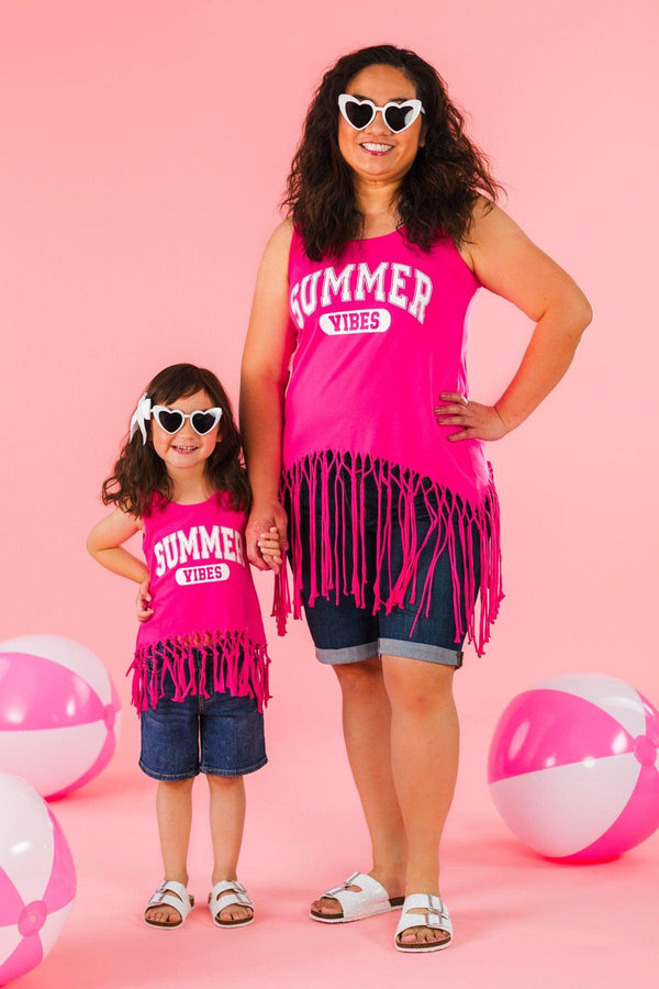 Mom & Me - "Summer Vibes" Hot Pink Tank Top | Sparkle in Pink