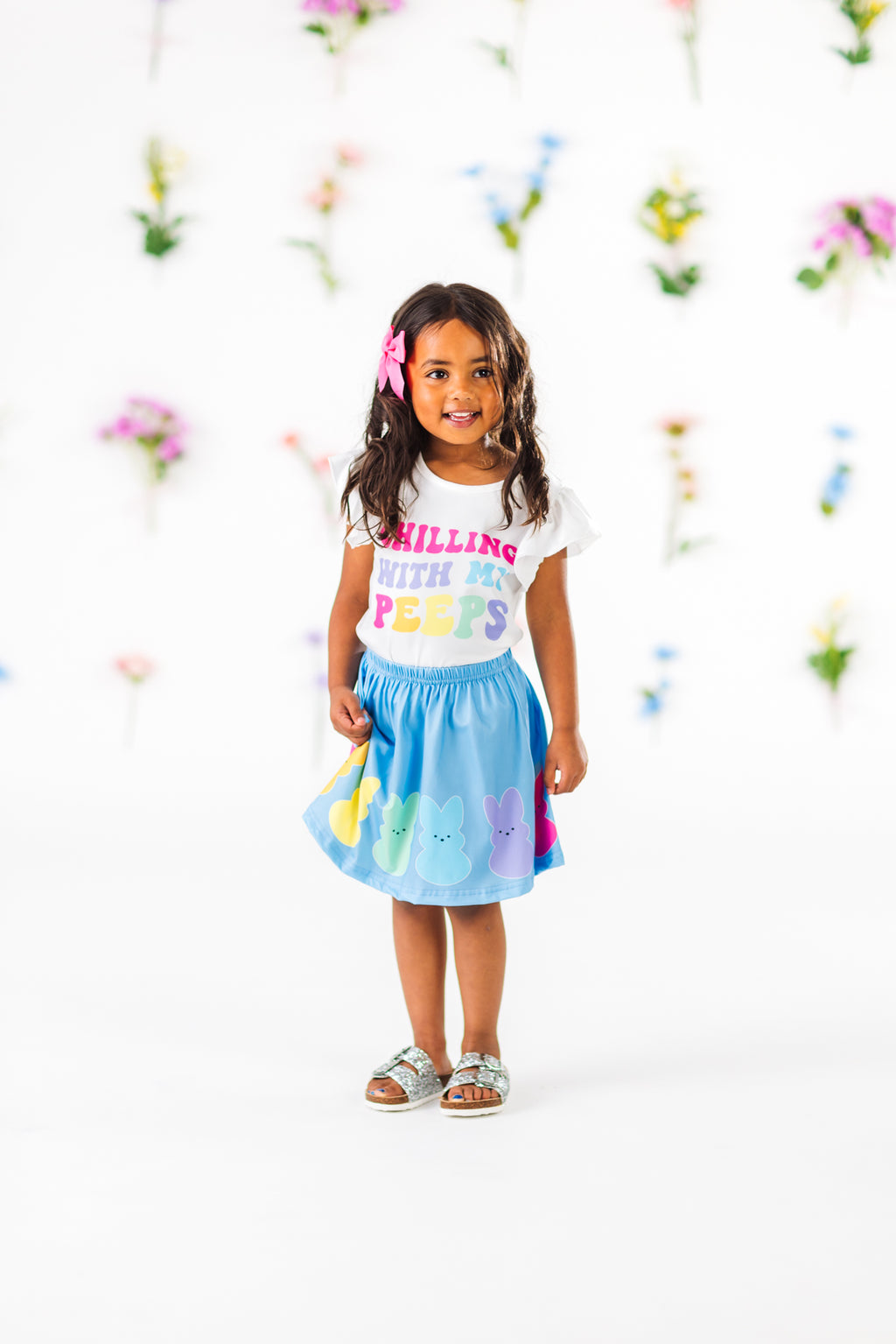 "Chilling With My Peeps" Skirt Set | Sparkle in Pink