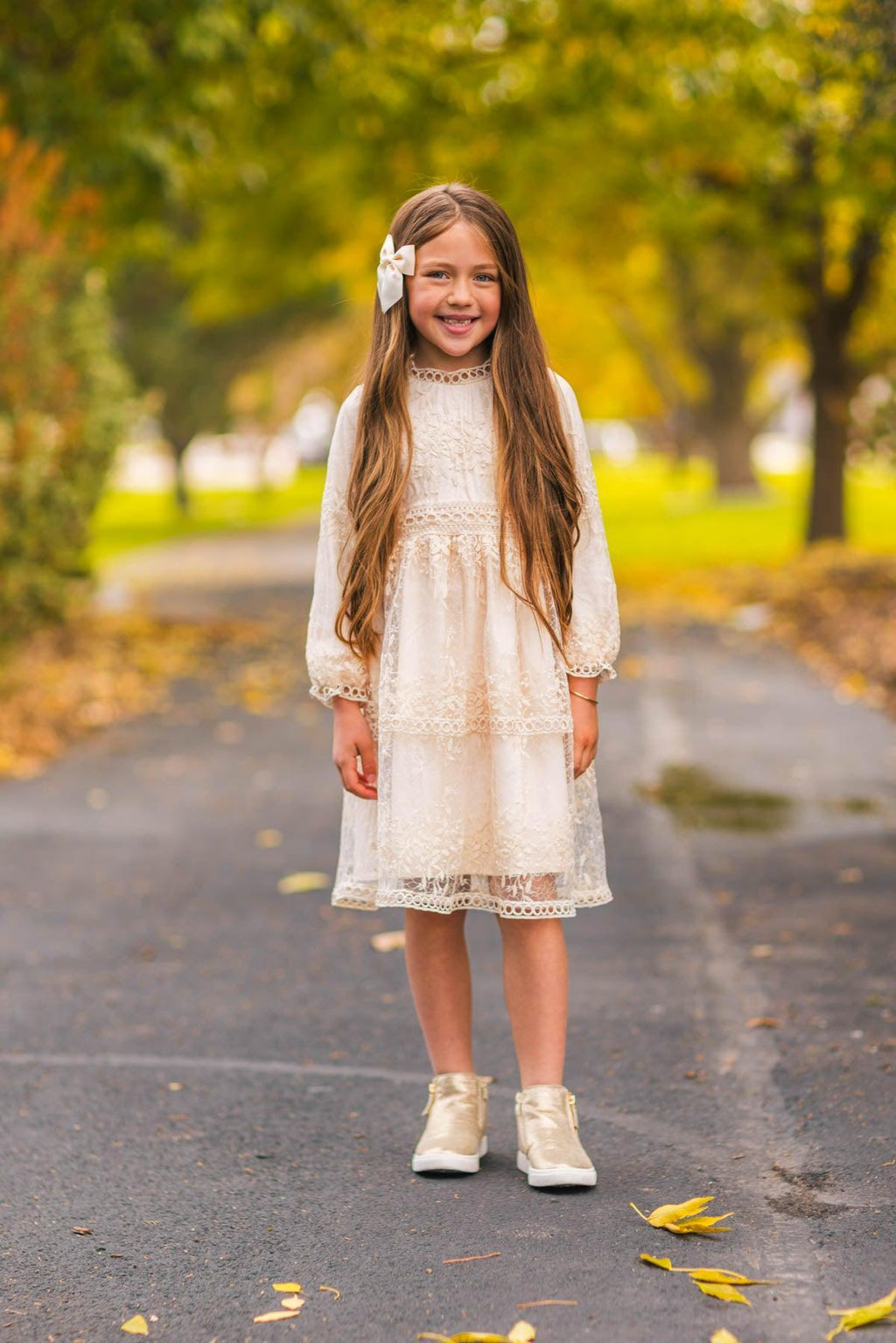 Mom & Me - Peach Lace Long Sleeve Dress | Sparkle in Pink