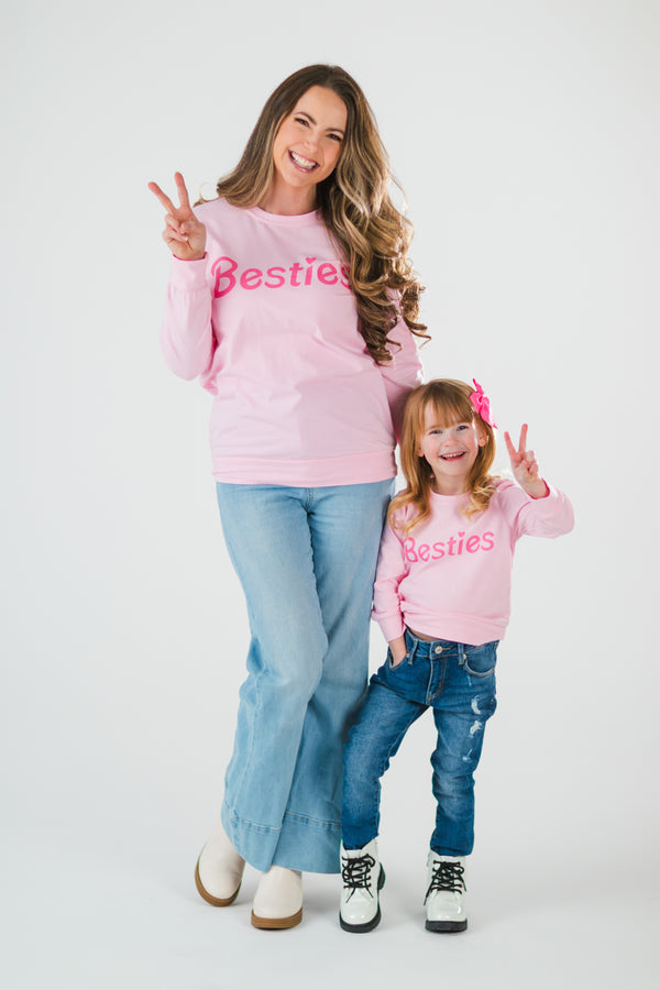 Mom & Me - "Besties" Pink Long Sleeve Top | Sparkle in Pink