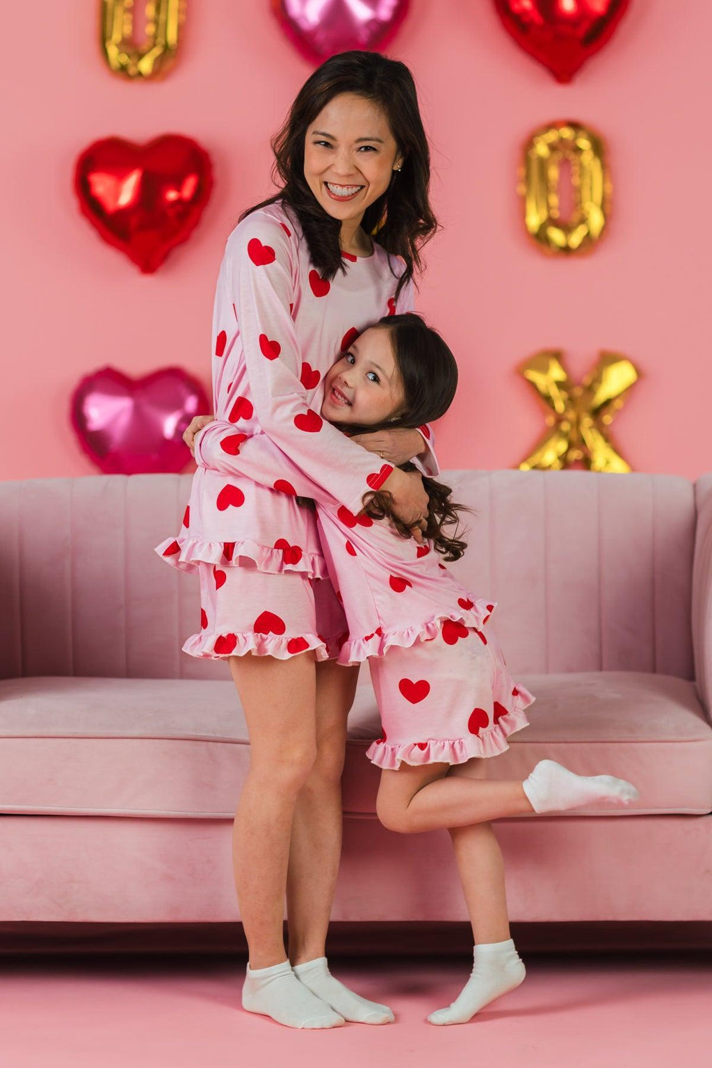 Mom & Me - Pink Ruffle Heart Pajamas