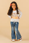 "Thankful Grateful Blessed" Denim Flare Set | Sparkle in Pink