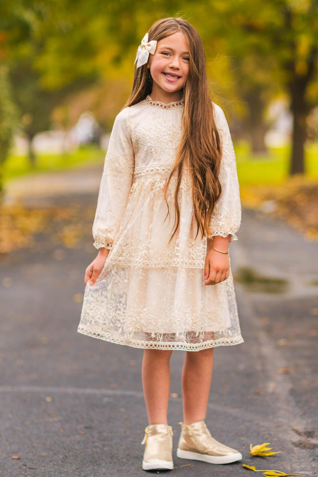 Mom & Me - Peach Lace Long Sleeve Dress | Sparkle in Pink