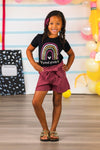 "Preschool - Sixth Grade" Plum Corduroy Short Set | Sparkle in Pink