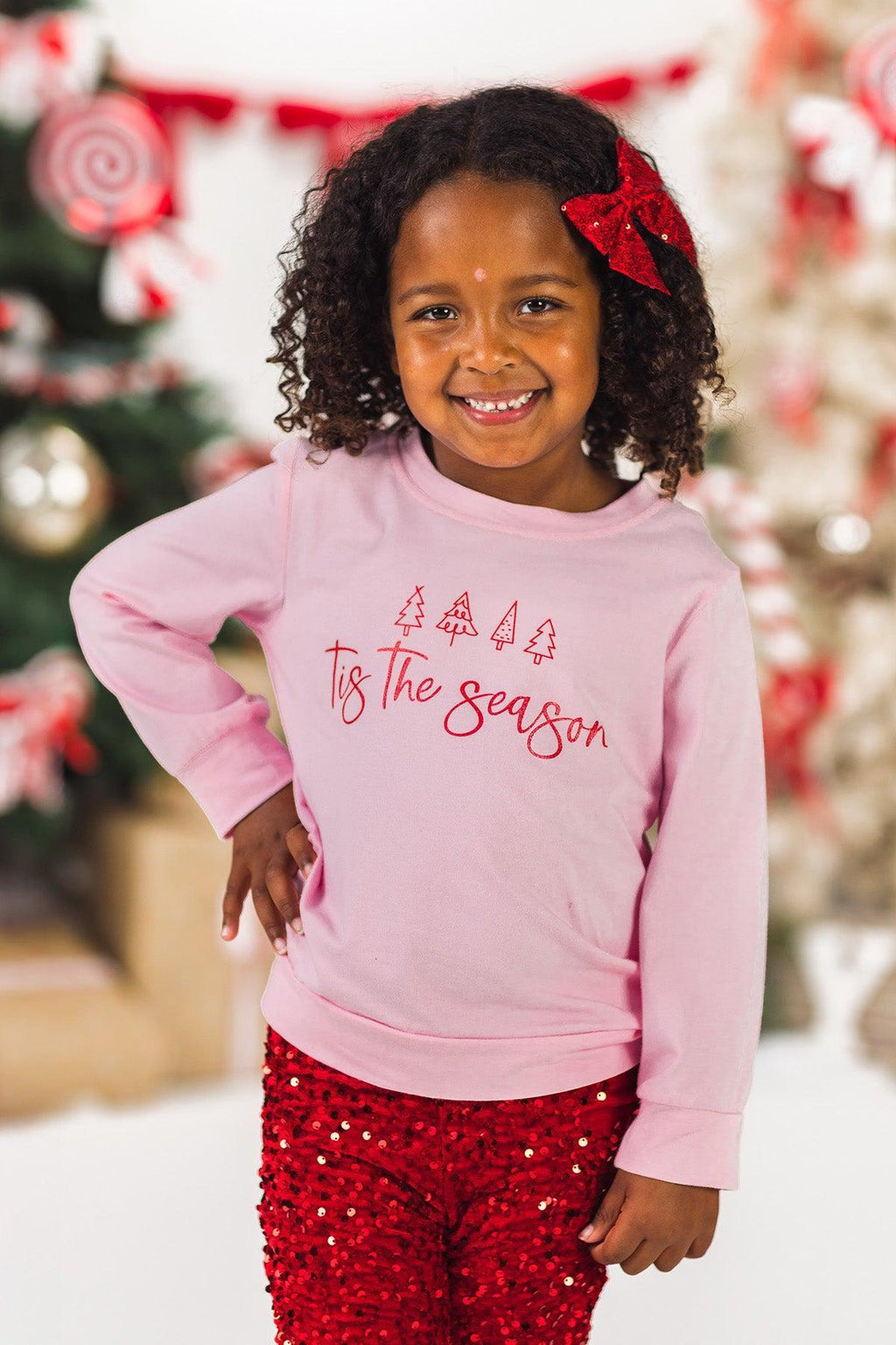 "Tis The Season" Velvet Sequin Bell Bottom Set