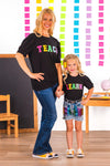"Learn" Rainbow Sequin Denim Short Set | Sparkle in Pink