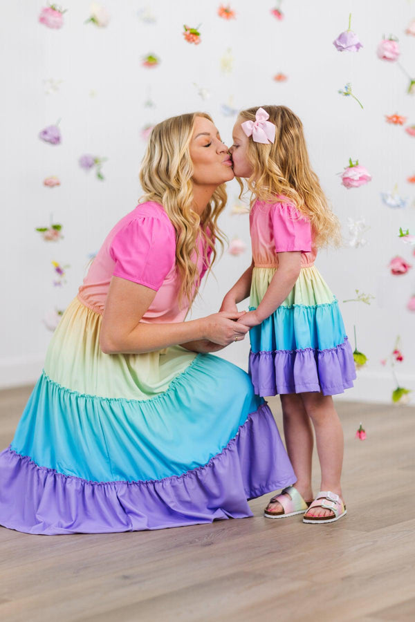 Mom & Me - Rainbow Tiered Dress | Sparkle in Pink
