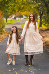 Mom & Me - Peach Lace Long Sleeve Dress | Sparkle in Pink
