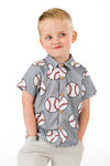 Checkered Baseball Button Down Top | Sparkle in Pink