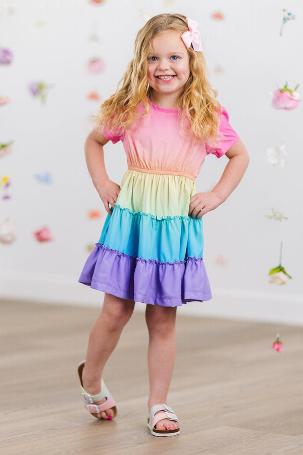 Mom & Me - Rainbow Tiered Dress | Sparkle in Pink
