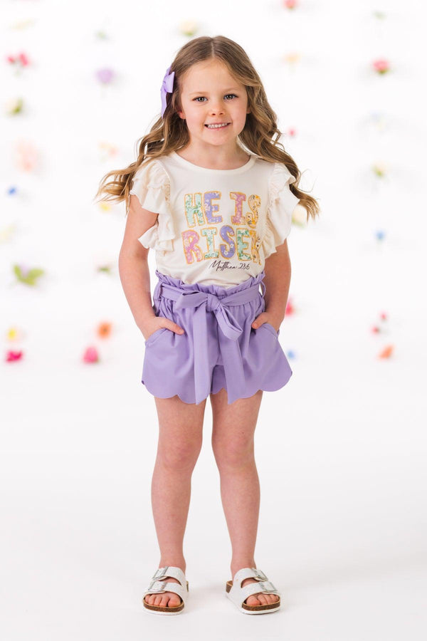 "He Is Risen" Lavender Short Set | Sparkle in Pink